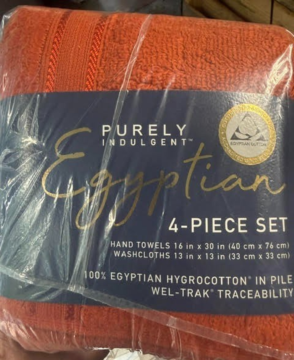 Purely Indulgent Egyptian Cotton 6pc Towel Set Bath Hand Washcloth Burnt Orange